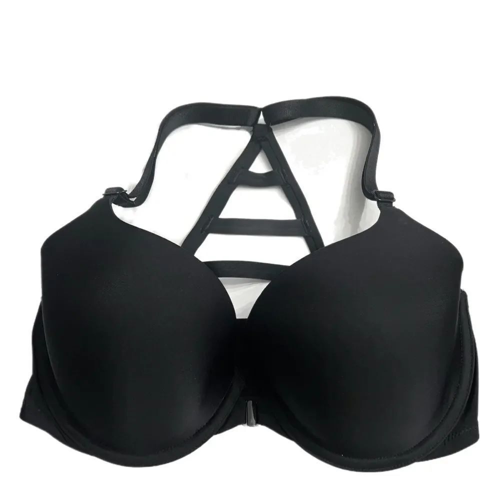 Victorias Secret Supersoft Satiny Lined Demi Strappy Back black 32DD
